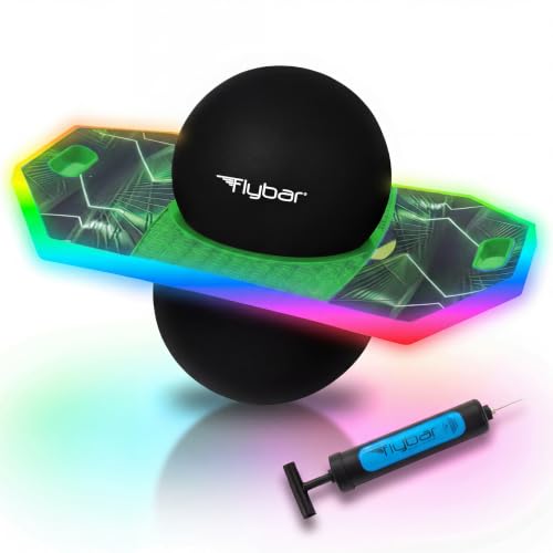Flybar LED Pogo Trick Ball for Kids Balance Bounce Board w/Anti-Slip Deck - color: Lime Reaper