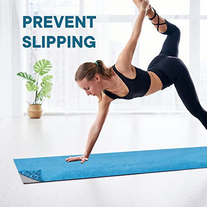 Yoga Towels, Non Slip Hot Yoga Mat Towel with Grip Dots,Super-Absorbent Soft Microfiber Yoga Blanket for Pilates, Fitness and Workout 72inch x 24inch - color: Blue