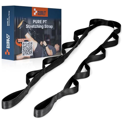 Pure PT Stretching Strap, 10 Loops, Non-Elastic Stretch Strap, Yoga Strap