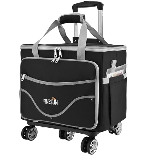 Rolling Craft Bag With Wheels, Teacher Tote Organizer With Detachable Cart - color: Black