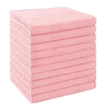 UNIMADE Washcloths 10 Pack Face Towels (12" x 12"), Highly Soft Wash Cloths | Hand Towels, Fast Drying Multi-Purpose Microfiber Cleansing Cloths for Bathroom, Hotel, Spa, and Salon Pink - color: Pink, size: 10Pack