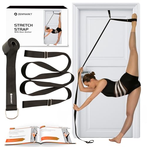 Stretching Strap with Door Anchor for Splits and Flexibility Training | Improve Leg Flexibility at Home, Ideal for Ballet, Dance, Cheerleading, Yoga, Pole Dance and Gymnastics - color: Black