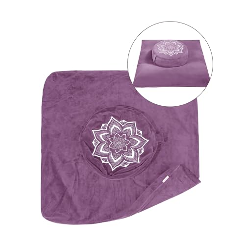 Meditation Zafu Cushion Set,Removable Machine-Washable Luxury Velvet Cover (Purple（Only Cover）) - color: Purple（only Cover）