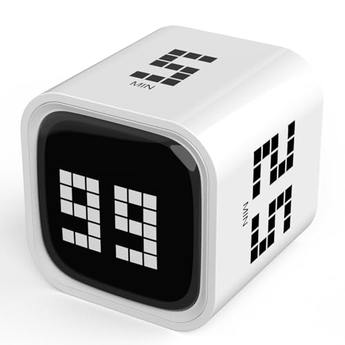 Rotating Focus Timer, 5/25/10/60-Minute Pomodoro Timer, Desk Flip Countdown with Vibration & Volume Control, ADHD-Friendly Tool for Office, Study, and Kitchen (White) - color: White