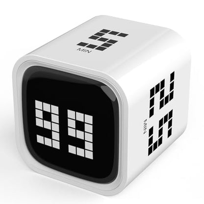 Rotating Focus Timer, 5/25/10/60-Minute Pomodoro Timer, Desk Flip Countdown with Vibration & Volume Control, ADHD-Friendly Tool for Office, Study, and Kitchen (White) - color: White