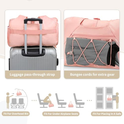Small Gym Bag for Women with Shoe Compartment 35L, Pink - color: Pink