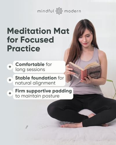Mindful & Modern Zabuton Meditation Mat - Cotton Filled Yoga and Meditation Pad - Zabuton Meditation Cushion for Kneeling and Sitting Support - Large Rectangular Sitting Floor Pillow for Bench or Zafu - color: Cotton - White