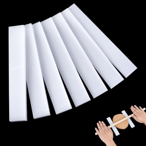 BENECREAT 14Pcs Polymer Clay Depth Guide, 2/3/4/5/6/7/10mm White Clay Roller Guide, Mudboard Tools for Pottery, Acrylic Polymer Clay Tool Set, 6x1 Inch - color: White