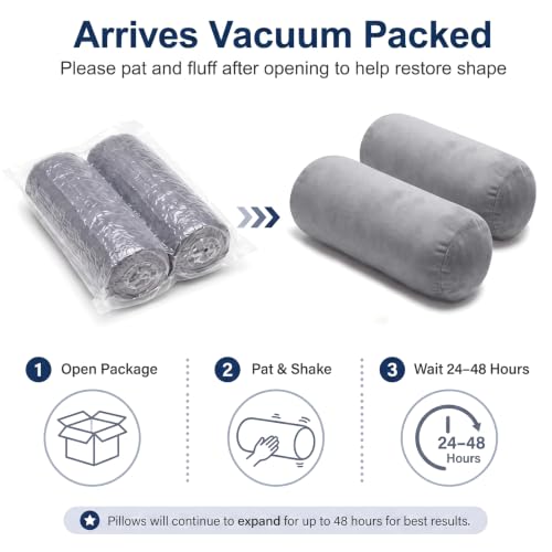 Fuutreo 2 Pcs Round Cylinder Bolster Pillow Roll Cooling Cervical Neck Roll Pillow Short Body Support for Head Neck Back Legs and Yoga Sofa Bed Travel Lounge and Home Decor 13 x 6 Inch
