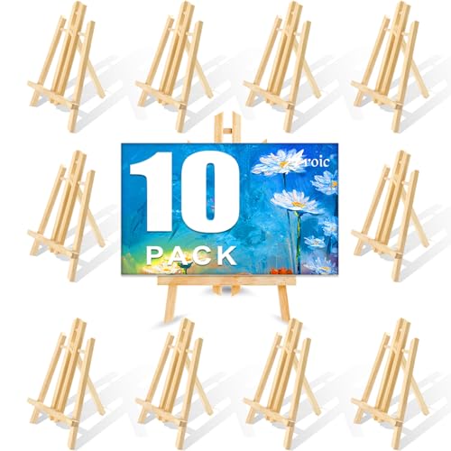 AROIC Wood Easels, Easel Stand for Painting Canvases, Art, and Crafts. (11.8 inch, 10 Pack), Tripod, Painting Party Easel, Kids Student Table School Desktop, Portable Canvas Photo Picture Sign Holder. - style: 11.8"-10p