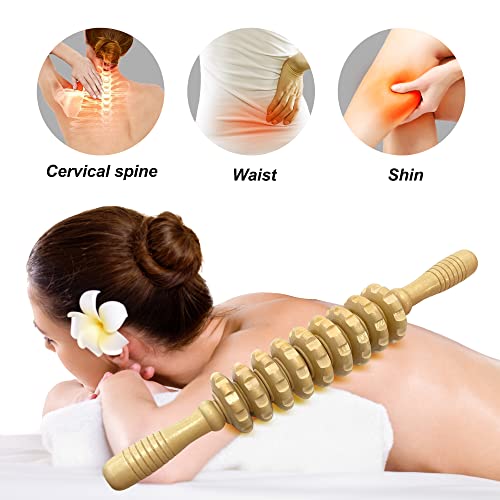 2Pcs Wood Massage Roller Stick for Muscle Relief & Cellulite Reduction - color: Wood+coffee