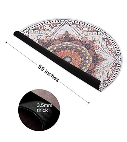 Knsbk Large Round Yoga Mat 4.6'X3.5mm for Exercise Premium Extra Thick, Ultra Comfortable, Non Slip, Meditation Mat - color: white blossom