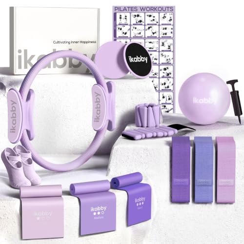 Pilates Kit, Home Pilates Kit with Weights, Pilates Equipment for Home Workout, Pilates Essentials Kit for Women, Yoga Pilates Mat Kit for Beginners, Pilates Set - color: Purple