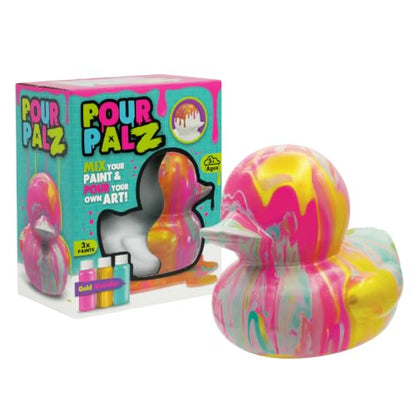 Paint Pour Duck DIY Paint Pouring Art Kit for Kids & Adults, Collectible Duck Figure Craft Set, Paint Your Own DIY Art Activity Kit with Acrylic Paints, Ages 5+, Golden Dream - color: Gold