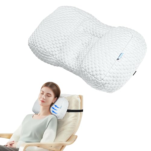 Adjustable Neck Pillow for Recliner, Headrest Pillow for Chair & Couch Support - Ergonomic Design Cushion with 2 Adjustable Strap, Recliner Head Pillow for Office, Home, Traveling (Grey) - color: Grey