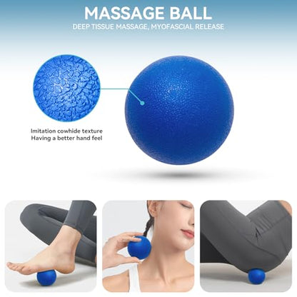 Krightlink 5 in1 Foam Roller Set High Density Foam Roller Muscle Recovery - color: Deep Blue