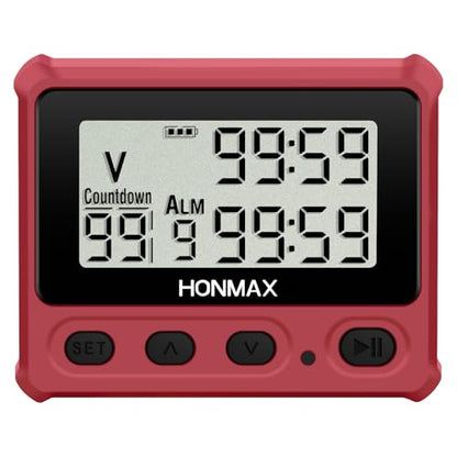 Digital Interval Timer, Stopwatch with Backlight, USB-C Rechargeable Clock, Red - color: Red