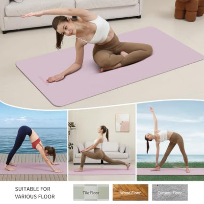 Extra Wide & Thick 8mm Yoga Mat, 72"x31.5" | Large Non Slip Exercise Mat, Premium POE Material, Superior Cushioning & Stability, With Strap for Home Gym, Pilates - color: Purple