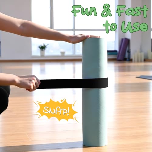 Aolamegs Yoga Mat Strap Slap Band-Instant One Snap Holder Keeps Mats Tightly Rolled & Secure -Soft Silicone Gym Accessories - color: Black Yoga Mat Strap Slap Band