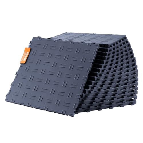VEVOR Garage Floor Tiles 12 x 12 x 0.53 inch, Interlocking Design Ease of Installation Double-Sided Texture Non-Slip Sturdiness, for Garages, Basements, Repair Shops, Graphite Gray, 50 Pack - color: Graphite Gray, size: 50 Pack Tile