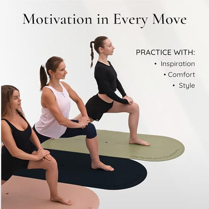 Premium PU Yoga Mat | Sweat-Activated Non-Slip Grip | Natural Rubber Base | Arch-Shaped Design with Carry & Stretch Strap | For Yoga, Pilates & Stretching & Workouts - color: charcoal black