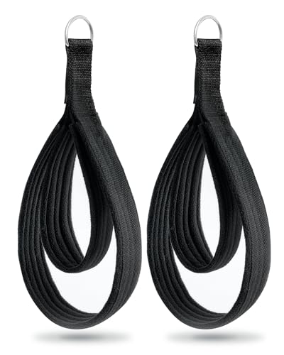 Wonderful Day 2PCS Pilates Straps for Reformer, Comfortable Enhanced Thickness, Fitness Pilates Double Loop Exercise Straps for Home Gym Workout - color: S1.Black