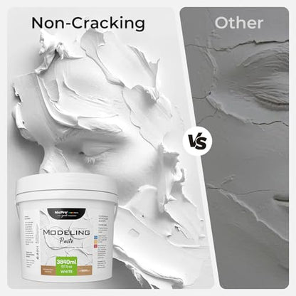 Nicpro Modeling Paste 3840ml/197.5 oz for Acrylic Painting | High-Density Acrylic Medium for Texture, Thickness, Structural Molding Paste for Art Projects, DIY, 3D Effect - size: 3840 ml