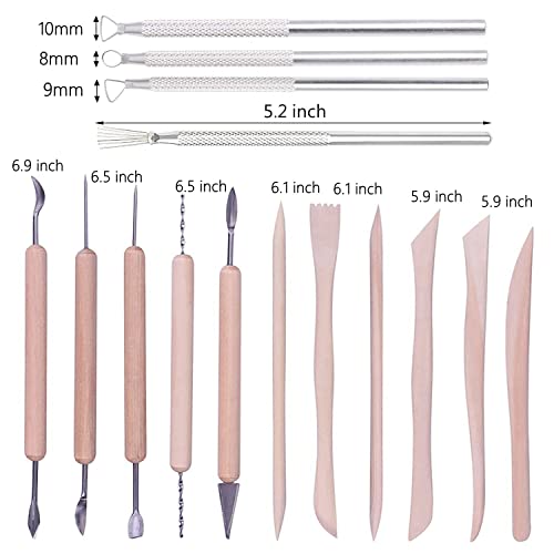 Polymer Clay Tools,25Pcs Pottery Sculpting Tools Set with Plastic Case for Ceramic Modeling Carving Beginners Expert Crafts Club, Dotting,Hobbyists, Artists