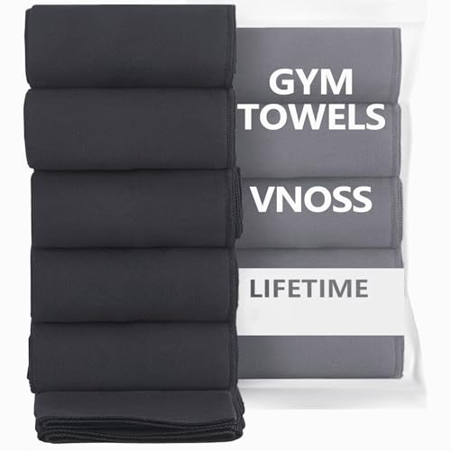 Microfiber Gym Towels - Quick Dry, Highly Absorbing, Odor-Free, for Women & Men - Gym Towel for Hot Yoga, Tennis, Working Out, Camping, Set of 5, 16 * 27 Inch, Dark Grey - color: Dark Grey