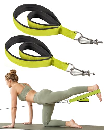 Wonderful Day Upgraded Pilates Loops Compatible with Tonal Smart Home Gym, Soft Thickened Double Loop Straps with Sturdy Adapters, Fitness Accessories for Reformer & Wall Pulley (2 Count) - color: Green