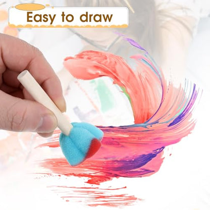 20 PCS Sponge Paint Brushes, Sponges for Painting Round Flower Star Sponge Paint Brush, Art Class Acrylic Painting Tools for Arts and Crafts, 5 Style Art Sponges