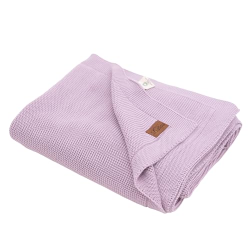 Dalisa 100% Organic Turkish Cotton Throw Blanket - GOTS Certified, Cozy - Perfect for Couch, Bed, and Home Decor - Boho Vintage Knit Alina (Lavender Frost, 50x60) - color: Lavender Frost, size: 50x60