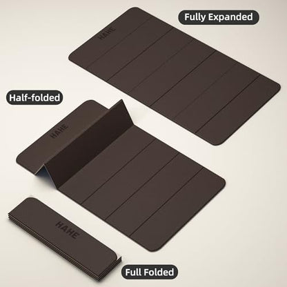 HAHE Extra Wide Folding Exercise Mat 75"x40"x0.4" TPE Fitness Mat - color: Milk Coffee & Brown