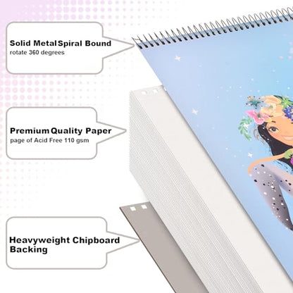 Sketch Book, 8”X11.5” 100 Pages(110gsm), Spiral Bound Artist Sketch Pad, Durable Acid Free Sketchbook for Painting, Sketching or Doodling, Best Gifts for Drawing Boys and Girls, White