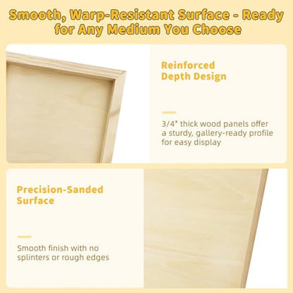 4 Pack 8x10 Basswood Paint Pouring Panels for Acrylic Oil Resin Art | ready to use, basswood wood painting boards, warp-Resistant, for crafters and beginners - size: 8 * 10-4pk