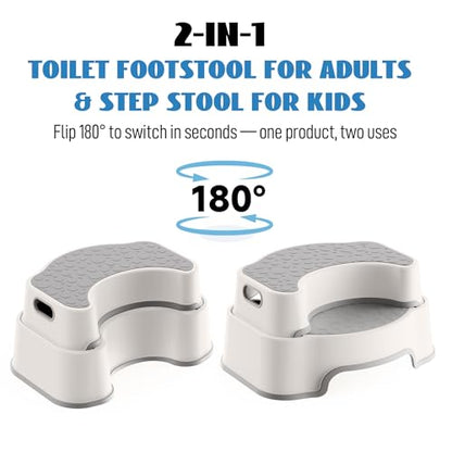 UNCLE WU 2-in-1 Adjustable Toilet Stool for Adults, Bathroom Foot Rest