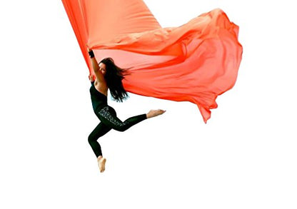 Durable Aerial Silks Starter Kit with 11-Yard Yoga Hammock & Hardware | Aerial Swing for Acrobatic Flying Yoga & All Levels, Aerial Rigging Point up to 14ft, Durable, Safe - color: Orange