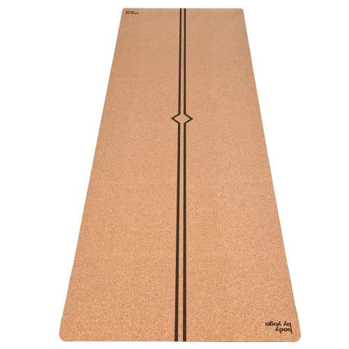 Luxury Cork Yoga Mat - Non Slip, Extra Thick Grip. Thicker, Longer, and Wider for More Comfort and Support. Tough Enough For Hot Yoga. Natural, Non Toxic, and Eco Friendly. Optional Alignment Lines. - color: Jetsetter, size: Extra Thick 80" x 26" x 0.26"