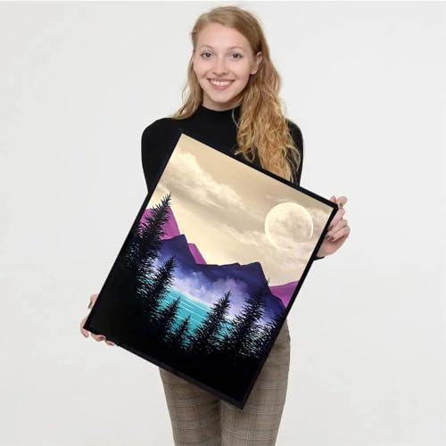 4 Pack Paint by Numbers Kit for Adults Framed Canvas with Wooden Easel | Adults' Paint-by-Number Kits Moon Lake Tree Mountain DIY Acrylic Landscape Oil Painting Arts Crafts 7.8x11.8inch - color: 4 Pack 20X30in-7, size: 8x12in with Framed - with Wooden Eas
