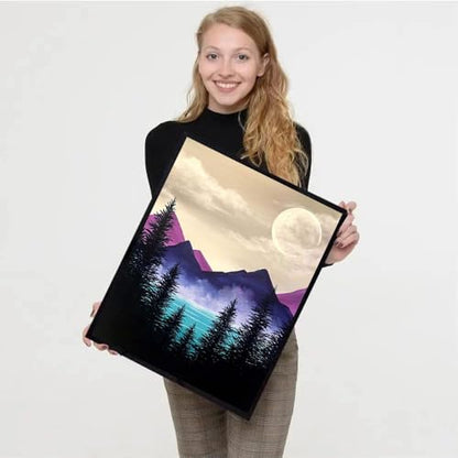 4 Pack Paint by Numbers Kit for Adults Framed Canvas with Wooden Easel | Adults' Paint-by-Number Kits Moon Lake Tree Mountain DIY Acrylic Landscape Oil Painting Arts Crafts 7.8x11.8inch - color: 4 Pack 20X30in-7, size: 8x12in with Framed - with Wooden Eas