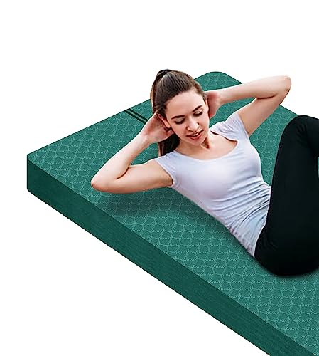 nuveti Large Exercise Mat - 15mm/20mm/30mm Thick Yoga Mat | Workout Mat for Fitness, Yoga, Pilates, Stretching & Floor Exercises for Women & Men with Free Carrying Bag - color: DarkGreen, size: 183X80X30MM