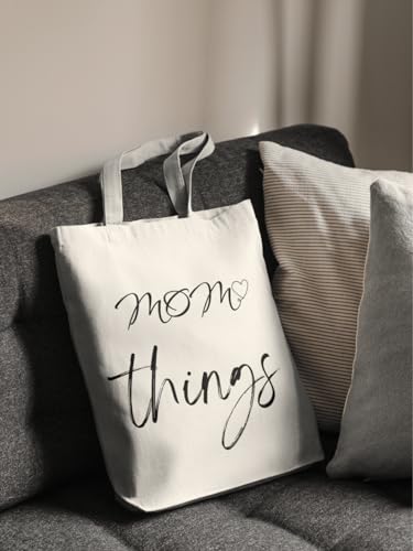 Aesthetic Canvas Tote Bag for Women with Inner Pocket - color: Mom