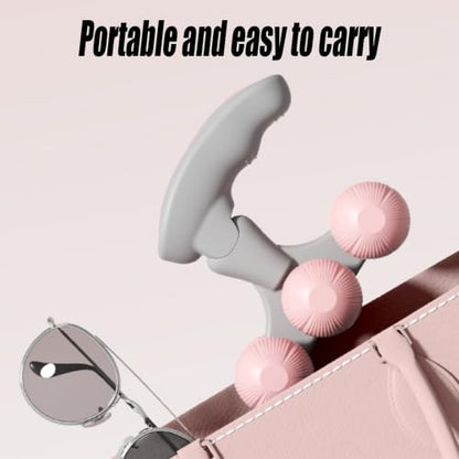 6-Wheel Handheld Massage Roller for Muscle Pain Relief (Pink) - color: Pink