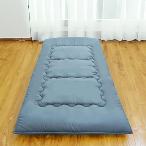Japanese Floor Mattress Futon Mattress, 39” x 80" Sleeping Tatami Mat 2.5" Thicken Foldable Roll Up Shikibuton Pad Dormitory Pad Kids Floor Lounger Pillow Bed For Adult Kids, Grey, Twin Size