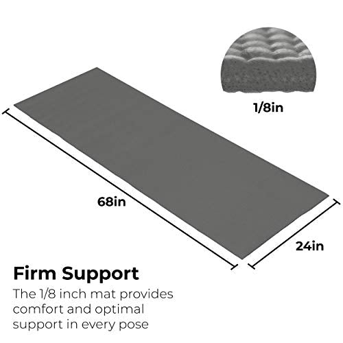 Bulk Yoga Mats, 10 Pack, 4mm Thick, 68x24in | Bulk Non Slip Exercise Mats for Workout, Stretching, Fitness - Wholesale Non Toxic Gym Mats for Home, Schools and Studios - color: Gray