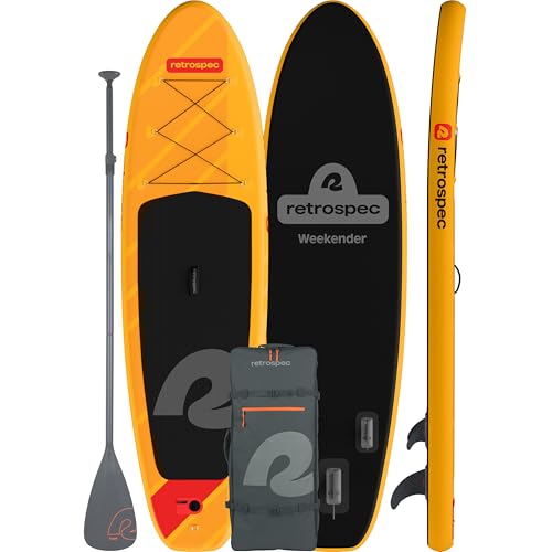 Retrospec Weekender Inflatable Stand Up Paddle Board Includes Paddle, Pump, and Accessories 10’6” Lightweight iSUP, Puncture Resistant Inflatable Paddle Board for Adults - color: Sunglow 1