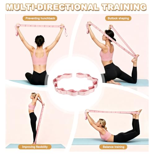 Fitness Resistance Bands, Section Number Stretch Resistance Band | Elastic Stretch Strap with Handles - color: Light Pink