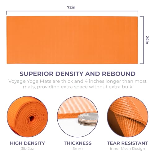 Voyage 5mm Studio Yoga Mats, 10 Pack, 72x24in - color: Orange