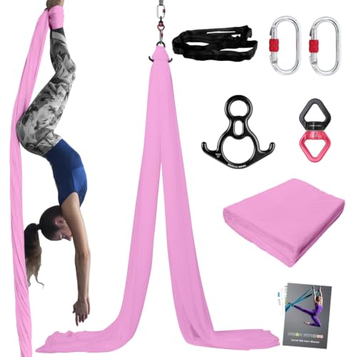 PRIOR FITNESS Aerial Silks Kit, SGS&CE Certified, 9/15/20Yards - color: Pink, size: M(15 Yards)