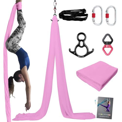 PRIOR FITNESS Aerial Silks Kit, SGS&CE Certified, 9/15/20Yards - color: Pink, size: M(15 Yards)